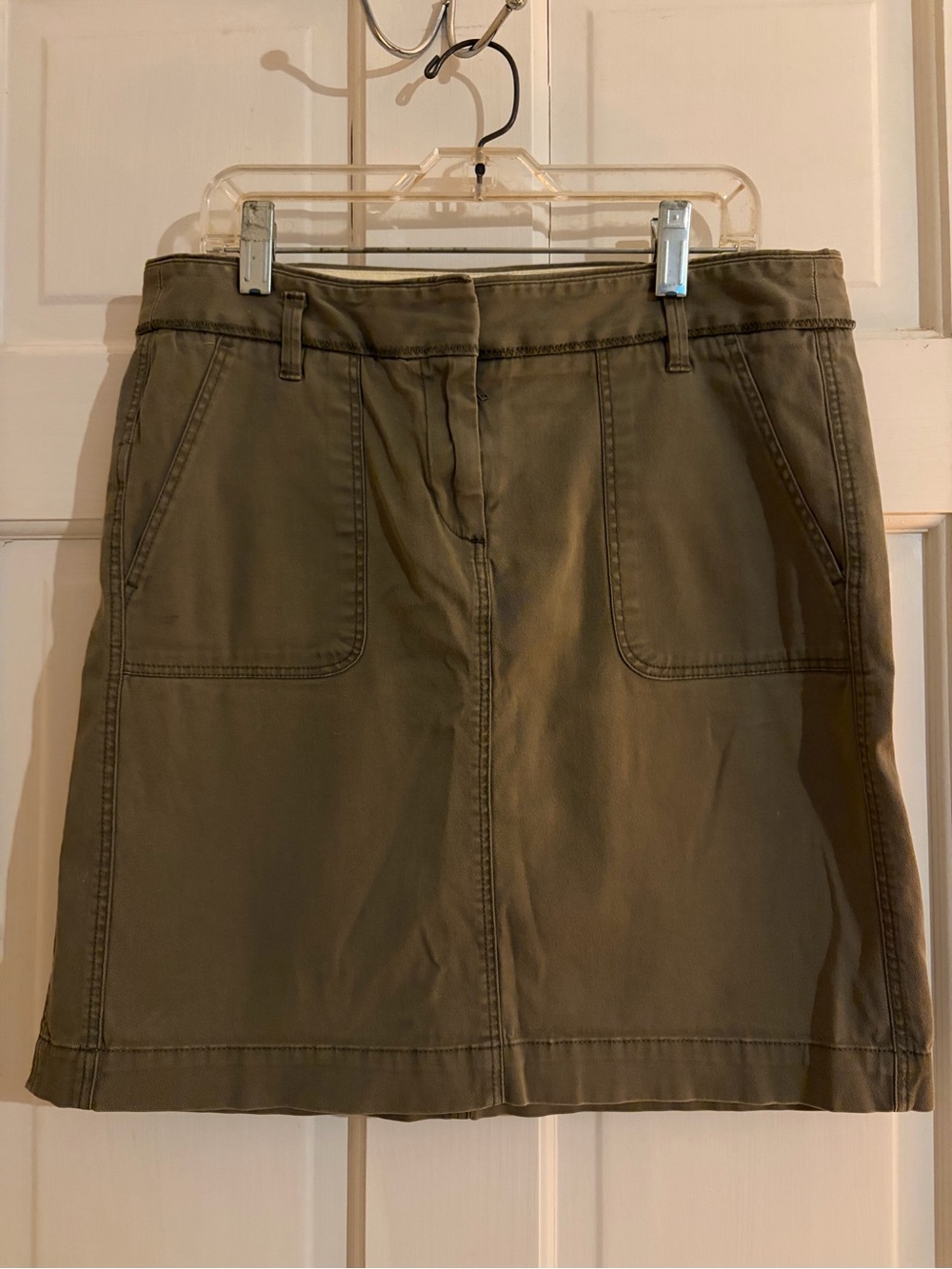 LOFT Olive Green Casual Patch-Pocket Mini Skirt